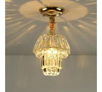 Home Decoration LED Crystal Raindrop Chandelier Gold Small Hallway Hanging Light Fixtures Farmhouse Black Kitchen Close to Ceiling Lamp for Bedroom Bathroom Corridor(E)