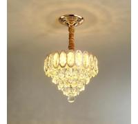 Home Decoration LED Crystal Raindrop Chandelier Gold Small Hallway Hanging Light Fixtures Farmhouse Black Kitchen Close to Ceiling Lamp for Bedroom Bathroom Corridor(F)