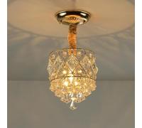 Home Decoration LED Crystal Raindrop Chandelier Gold Small Hallway Hanging Light Fixtures Farmhouse Black Kitchen Close to Ceiling Lamp for Bedroom Bathroom Corridor(B)