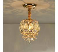 Home Decoration LED Crystal Raindrop Chandelier Gold Small Hallway Hanging Light Fixtures Farmhouse Black Kitchen Close to Ceiling Lamp for Bedroom Bathroom Corridor(D)