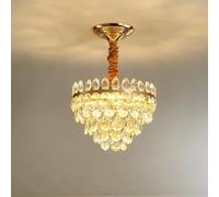Home Decoration LED Crystal Raindrop Chandelier Gold Small Hallway Hanging Light Fixtures Farmhouse Black Kitchen Close to Ceiling Lamp for Bedroom Bathroom Corridor(G-Gold)