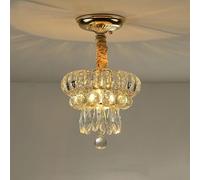 Home Decoration LED Crystal Raindrop Chandelier Gold Small Hallway Hanging Light Fixtures Farmhouse Black Kitchen Close to Ceiling Lamp for Bedroom Bathroom Corridor(C)