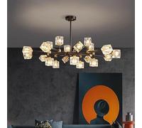 Home Decoration Lights, Luxury Crystal Living Chandelier, Dining Room Pendant Lamp, Ceiling Light, Indoor Lighting(Black 12 Head,Warm White)