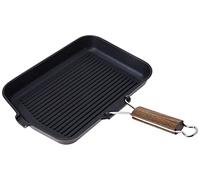 Home Delizia Carmela, Rivestimiento Antiadherente con Mango Plegable, Rectangular, Aluminio Vaciadizo a Presión, Negro, 24x36 cm