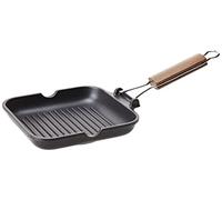Home Delizia Plancha Antiadherente con Mango Desplegable, Aluminio, Negro, 20x20 cm