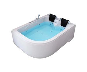 Home Deluxe - Bañera de hidromasaje - BLUE OCEAN XL izquierda, blanca, dimensiones: 180 x 120 x 65 cm - in ojín cervical, grifería y bomba de hidromasaje I Bañera de hidromasaje para 2 personas,