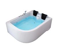 Home Deluxe - Bañera de hidromasaje - BLUE OCEAN XL izquierda, blanca, dimensiones: 180 x 120 x 65 cm - incl. cojín cervical, grifería y bomba de hidromasaje I Bañera de hidromasaje para 2 personas,