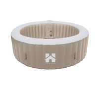 Home Deluxe - Bañera de hidromasaje Exterior - Splash - Color: Beige - ⌀ 208 cm, Altura 65 cm, 130 chorros de Aire - In ubierta, Juego de reparación, Juego de filtros I Bañera de hidromasaje