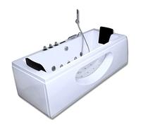 HOME DELUXE - Bañera de hidromasaje - LAGUNA M - Blanco, dimensiones: 180 x 90 x 55 cm - incl. radio, calefacción y fototerapia I Bañera de esquina para 2 personas, bañera de hidromasaje interior