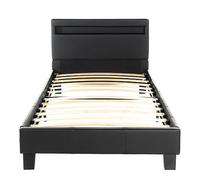 Home Deluxe - Cama LED Astro - Negro, 90 x 200 cm - Incl. somier I Cama tapizada Cama de diseño Incl. iluminación