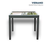 Home Deluxe - Mesa de jardín extensible - VERANO - aprox. 90 (180) x 90 x 75 cm - incl. 6 sillas, estructura de aluminio, tablero de cristal, incl. accesorios I Muebles de jardín mesa extensible juego