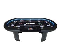 Home Deluxe - Mesa de póquer Full House - con iluminación LED y Soporte para Bebidas, para hasta 9 Personas, Dimensiones: 215 x 106 x 78 cm, incluida Bandeja para fichas I Mesa de póquer