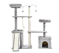 HOME DELUXE - Poste rascador Jax - Color: Gris, Dimensiones: 136 x 124 x 40 cm, Material: poliéster, sisal, Estructura: MDF I Poste rascador para Gatos