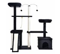 HOME DELUXE - Poste rascador Jax - Color: Negro, Dimensiones: 136 x 124 x 40 cm, Material: poliéster, sisal, Estructura: MDF I Poste rascador para árbol para Gatos