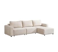 Home Deluxe - Sofá cama modular Vina L - Color: Beige - 295 x 168 x 85 cm - Incluye espacio de almacenamiento I Sofá de pana, sofá con función de sueño, sofá