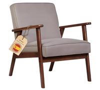 HOME DESIGN & CONFORT Butaca Roma Antimanchas de Estilo nórdico - Butacas de Salon Madera Maciza - Butaca Dormitorio (Gris/Nogal)