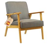 HOME DESIGN & CONFORT Butaca Roma Antimanchas de Estilo nórdico - Butacas de Salon Madera Maciza - Butaca Dormitorio (Gris/Natural)