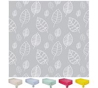 Home Direct Mantel de Hule, Rectangular 140 x 180cm, Hojas, Gris Claro
