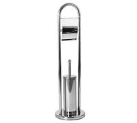 Home Discount Escobillero y Soporte para Papel higiénico de Acero Inoxidable para baño con Base Redonda