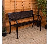 Home Discount Garden Vida-Banco de jardín de Acero, celosía, plástico, Black, H 77 x W 125 x D 53 cm Approx