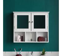 Home Discount Milano Estantes de Almacenamiento de Armario de baño con Espejo montado en la Pared, Doble Puerta, Color Blanco