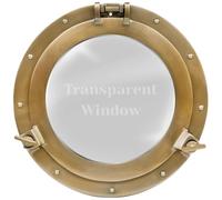 Home Dress Espejo y Ventana de Ojo de Buey de Aluminio para Barcos - Espejo de Pared Redondo náutico con Marco Duradero para baño, Sala de Estar y Uso al Aire Libre (Golden, Window, 24 Inch)