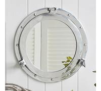 Home Dress Ventana y Espejo de Ojo de Buey de Aluminio - Espejo de Pared Estilo Barco marítimo Vintage, decoración del hogar Costera y náutica (Grey, Mirror, 24 Inch)