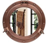 Home Dress Ventana y Espejo de Ojo de Buey de Aluminio náutico - Espejo de Ojo de Buey de Barcos Vintage | Ventana de Ojo de Buey Marina Decorativa para Cocina, baño (Copper, Mirror, 17 Inch)