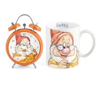 HOME Enanitos Dotto Set Despertador Taza, Porcelana, Naranja, 2 Unidad