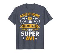 Home És Un Gran Pare I Super AVI Día del Padre En Catalán Camiseta, Hombre, Azul Jaspeado, XXL