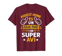 Home És Un Gran Pare I Super AVI Día del Padre En Catalán Camiseta, Hombre, Granate, L