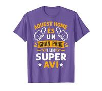 Home És Un Gran Pare I Super AVI Día del Padre En Catalán Camiseta, Hombre, Morado Jaspeado, L