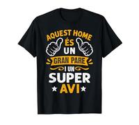 Home És Un Gran Pare I Super AVI Día del Padre En Catalán Camiseta, Hombre, Negro, 5XL