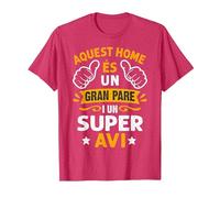 Home És Un Gran Pare I Super AVI Día del Padre En Catalán Camiseta, Hombre, Rojo Jaspeado, 3XL