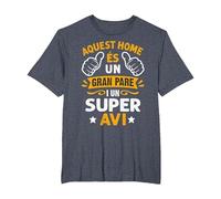 Home És Un Gran Pare I Super AVI Día del Padre En Catalán Camiseta, Hombre Tallas Grandes, Azul Jaspeado, 5X Alto