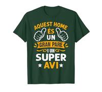 Home És Un Gran Pare I Super AVI Día del Padre En Catalán Camiseta, Hombre, Verde Bosque, S