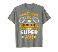 Home És Un Gran Pare I Super AVI Día del Padre En Catalán Camiseta, Hombre, Verde Militar Jaspeado, XXL