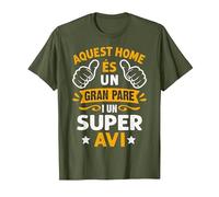 Home És Un Gran Pare I Super AVI Día del Padre En Catalán Camiseta, Hombre, Verde Oliva, L