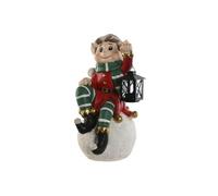 Home ESPRIT Adorno Navideño Blanco Negro Rojo Verde Elfo 26 x 26 x 42 cm