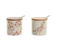 Home ESPRIT Azucarero Blanco Rosa Lila Bambú Dolomita 7,5 x 7,5 x 7,5 cm (2 Unidades)