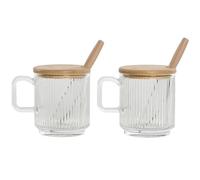 Home ESPRIT Azucarero Transparente Bambú Cristal 350 ml 11,7 x 8,7 x 14 cm 2 Piezas (12 Unidades)