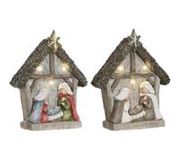 Home ESPRIT Belén de Navidad Verde Gris Magnesio 27,5 x 10,5 x 34,5 cm (2 Unidades)