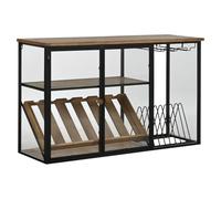 Home ESPRIT Botellero Negro Natural Madera Metal Cristal 102 x 32 x 60 cm