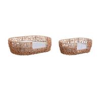 Home ESPRIT Cama para Mascota Blanco Marrón Claro Metal ratán sintético 50 x 35 x 14 cm (2 Piezas) - Marca EAN: 8424002132521