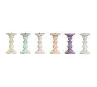 Home ESPRIT Candelabro Amarillo Azul Verde Rosa Metal Madera de Mango Shabby Chic 10 x 10 x 18 cm
