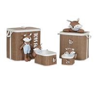 Home ESPRIT Cesto para la Ropa Sucia Azul Marrón Natural Infantil 44 x 44 x 45 cm 4 Piezas