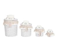 Home ESPRIT Cesto para la Ropa Sucia Blanco Beige Mimbre Shabby Chic 45 x 45 x 68 cm 4 Piezas