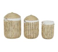 Home ESPRIT Cesto para la Ropa Sucia Blanco Natural 3 Piezas 46 x 46 x 69 cm