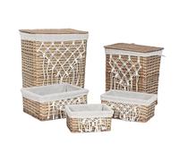 Home ESPRIT Cesto para la Ropa Sucia Blanco Natural Mimbre Shabby Chic 47 x 35 x 55 cm 5 Piezas