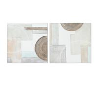 Home ESPRIT Cuadro Beige Gris Lienzo Madera MDF Abstracto Moderno 50 x 2,5 x 50 cm (2 Unidades)
